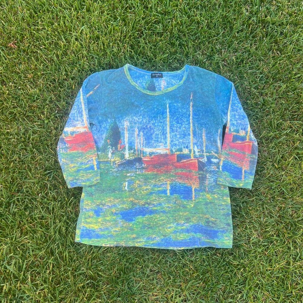 Breeke “The Red Boats, Argenteuil” 3/4ths shirt top womens size xl